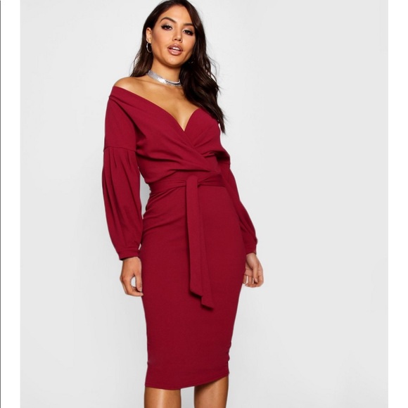 Boohoo berry colored midi dress - Picture 1 of 2